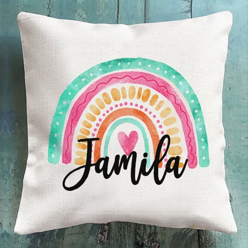 Personalized Rainbow Cushion